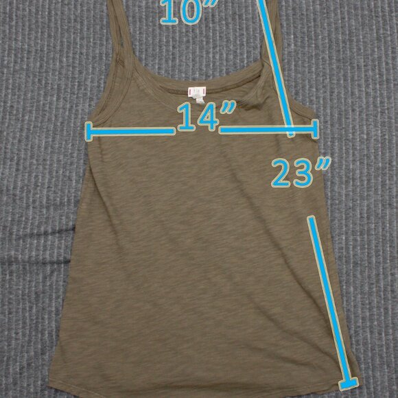 T La Sleeveless Top Olive Green Small USA Made - Picture 3 of 4